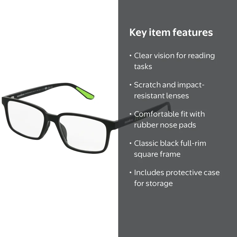 Ironman Black Square Reading Glasses - Walmart.com