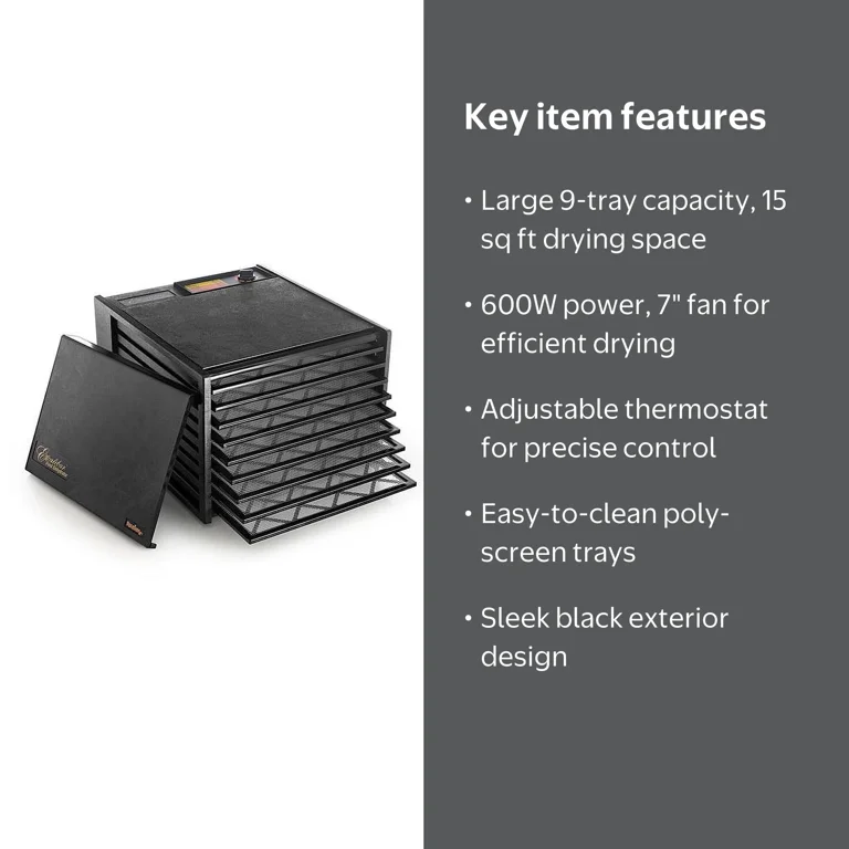 Excalibur, Food Dehydrator, 3900B, 9-Tray Deluxe, Black - Walmart.com