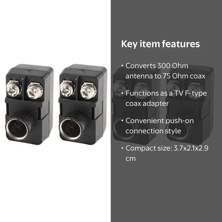4 x Push-On Antenna Matching Transformer 300/75 Ohm TV F Coax
