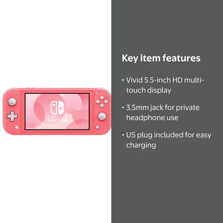Nintendo Switch Lite Handheld Game Console - Coral - Walmart.com