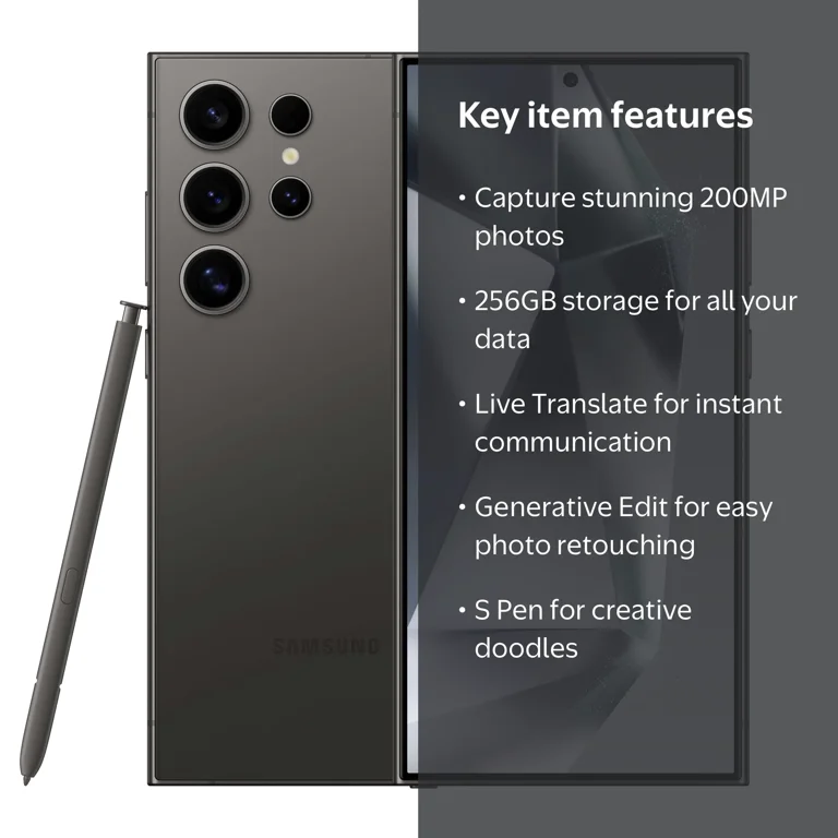 Verizon Samsung Galaxy S24 Ultra Titanium Black 256GB - Walmart.com
