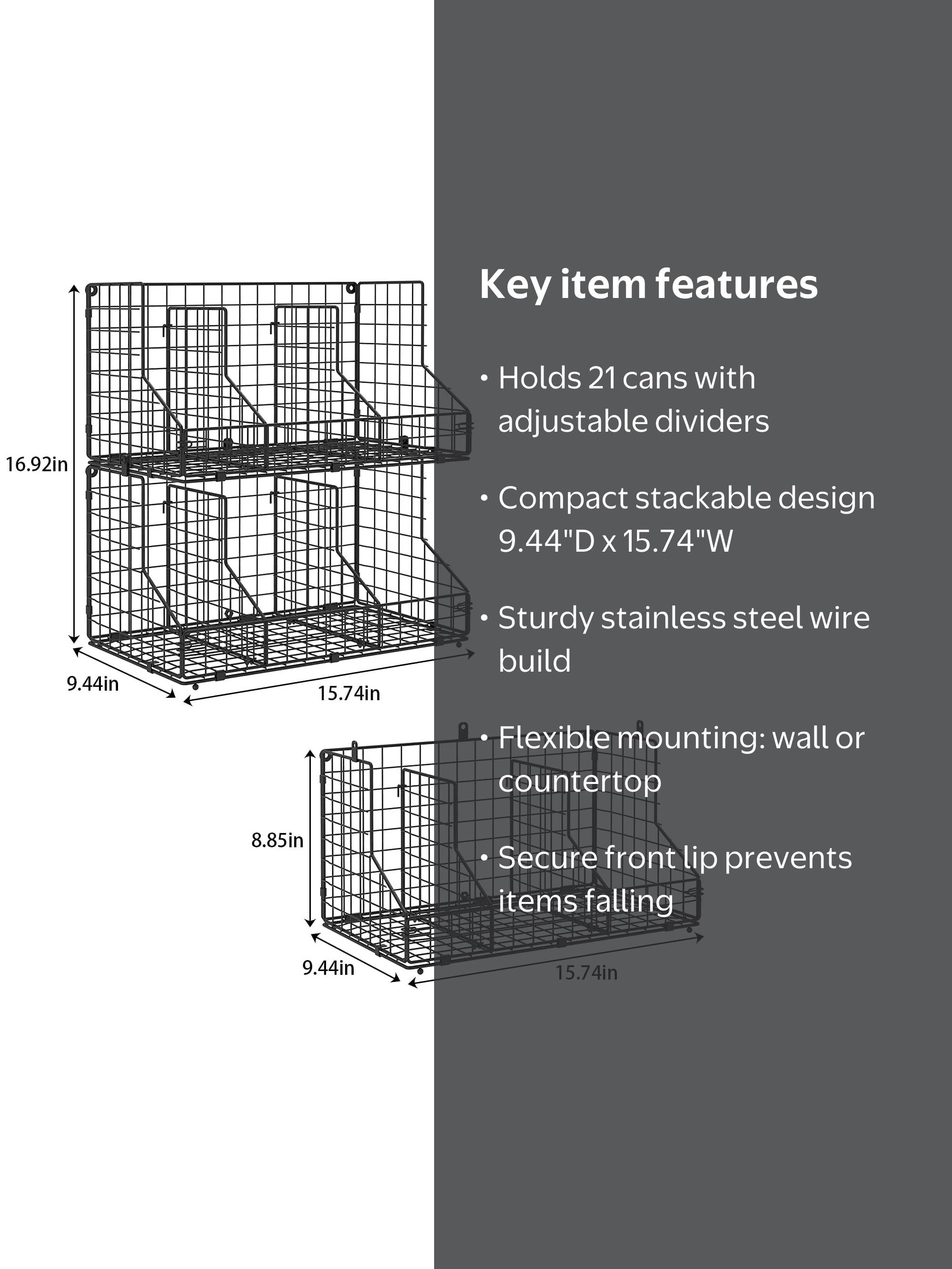 X-cosrack 2-Tier Stackable Can Rack Organizer, Food Storage Shelf