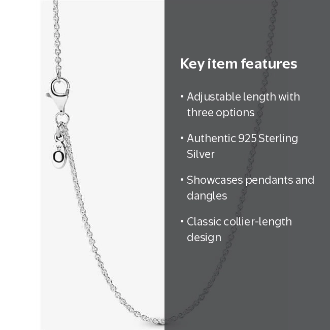 Authentic 925 Sterling Silver Chain Necklace Adjustable - 590412