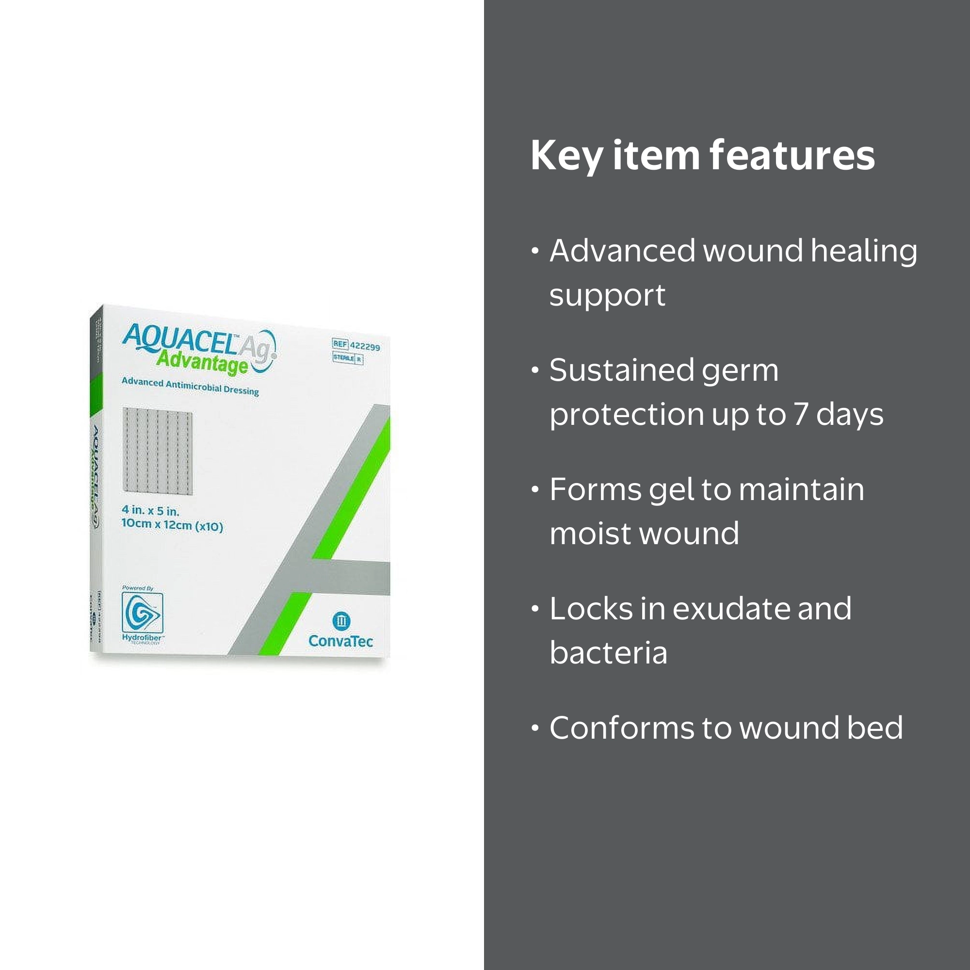 ConvaTec Aquacel Ag Advantage Silver Hydrofiber Wound Dressing
