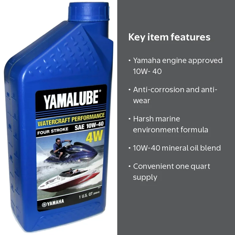 Yamaha, Watercraft Engine Oil, 1 Quart, 10W-40 Mineral 4-Stroke