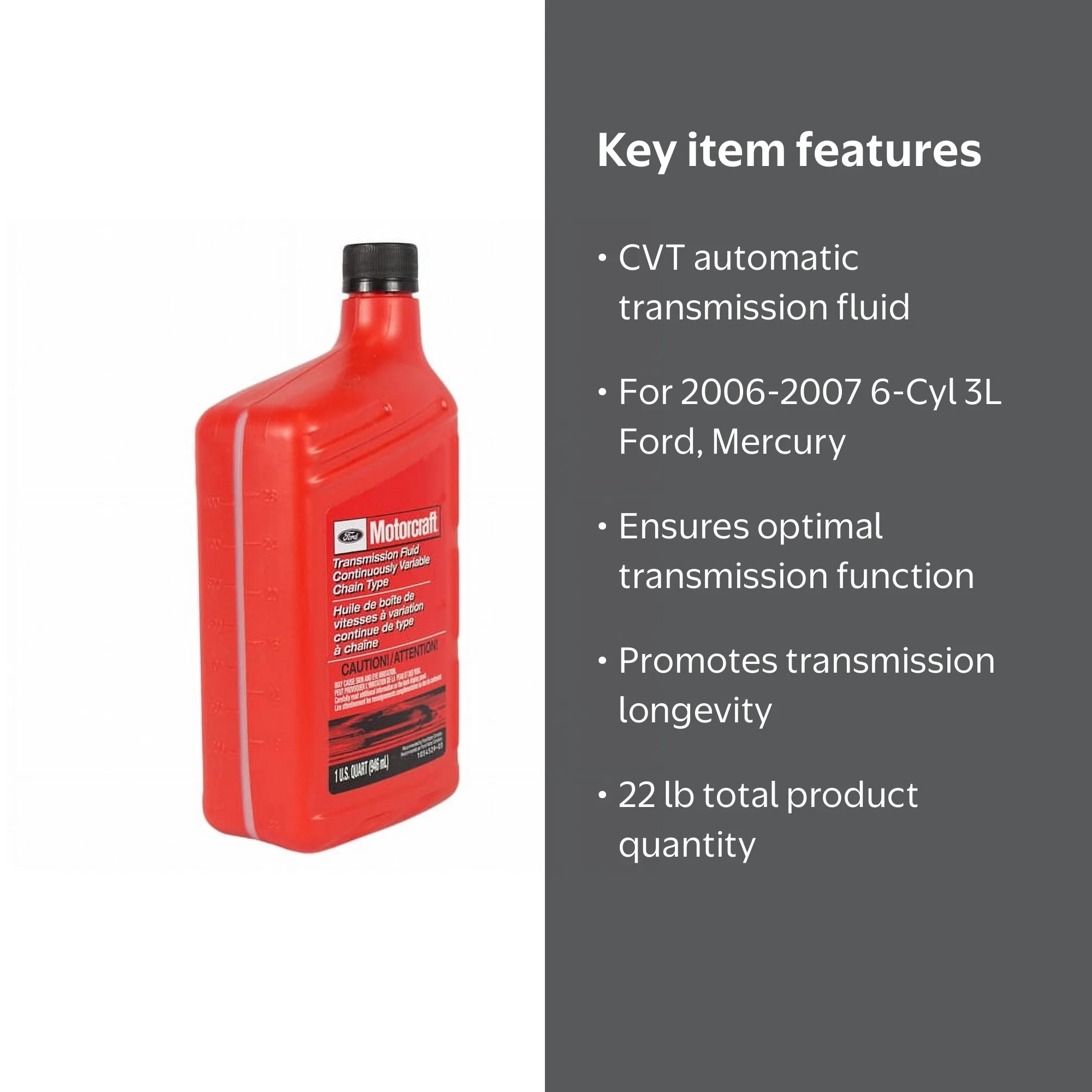 Motorcraft CVT TRANS Automatic Transmission Fluid- XT7QCFT, 22 lbs