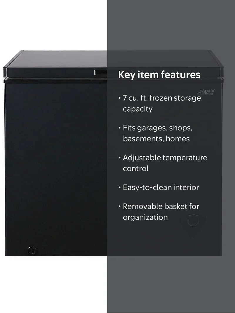 Arctic King 7 Cu ft Chest Freezer, Black, Model# ARC070S0ARBB with