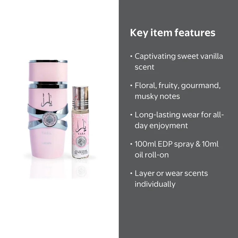 Lattafa Yara EDP Spray 3.4 Oz, Floral Gourmand Perfume, Yara Oil