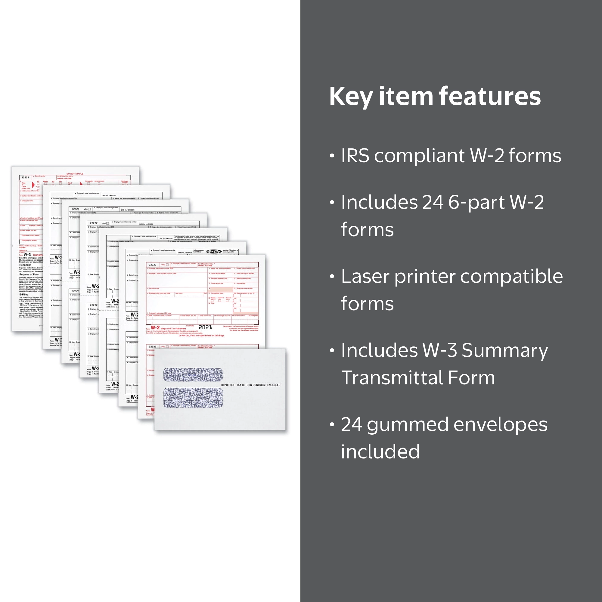 TOPS 22904KIT W-2 Tax Form Set - 24 Sets, 6-Part Carbonless