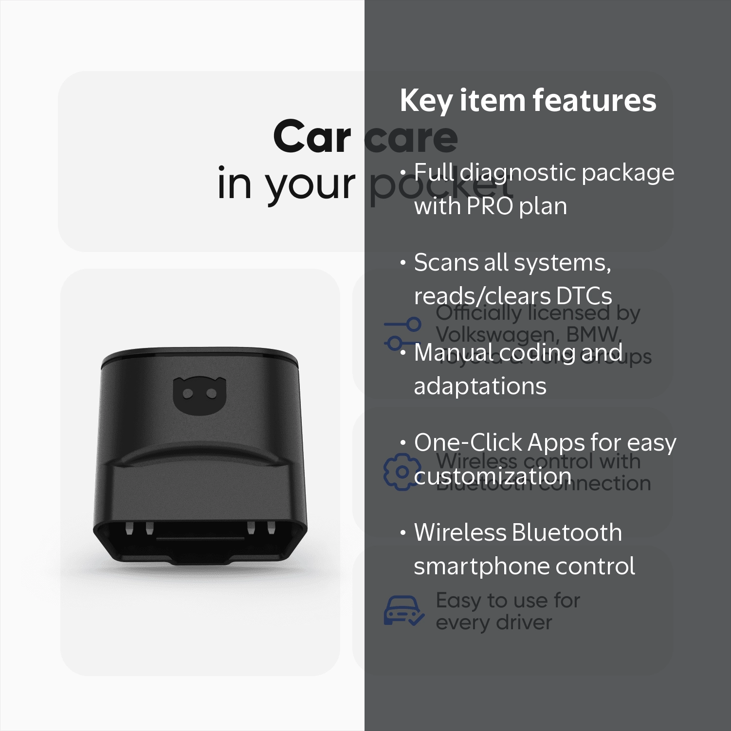 OBDeleven, Scan Tool, Black, 2.56