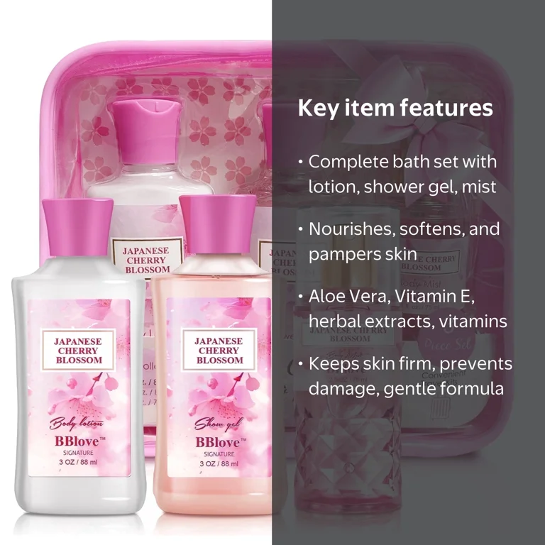 BBLove, Bath and Body Care Gift Set, Japanese Cherry Blossom, 3