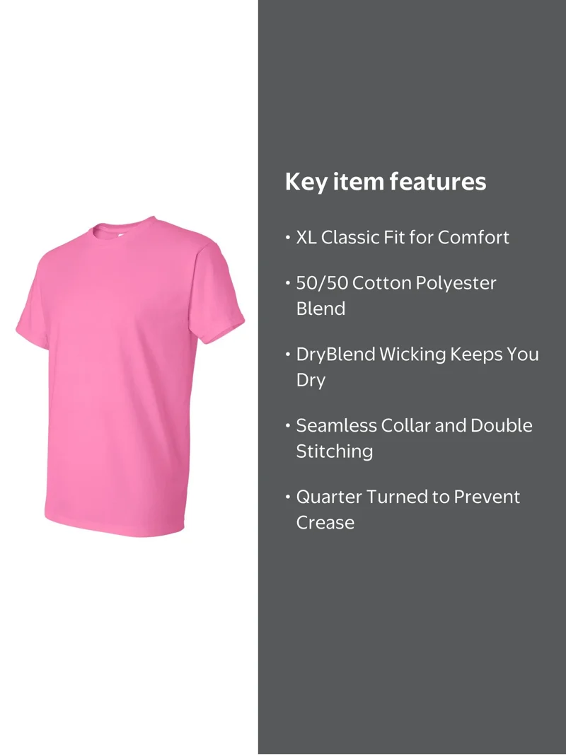 Gildan - DryBlend Cotton T-Shirt, Classic Fit, Moisture-Wicking