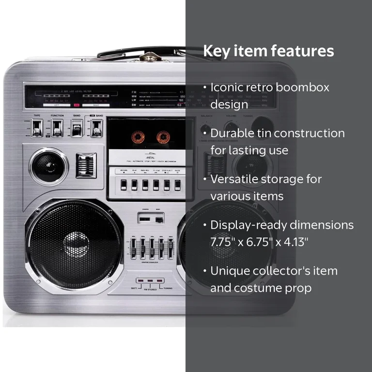 Retro Boombox Radio Lunch TIn - Walmart.com