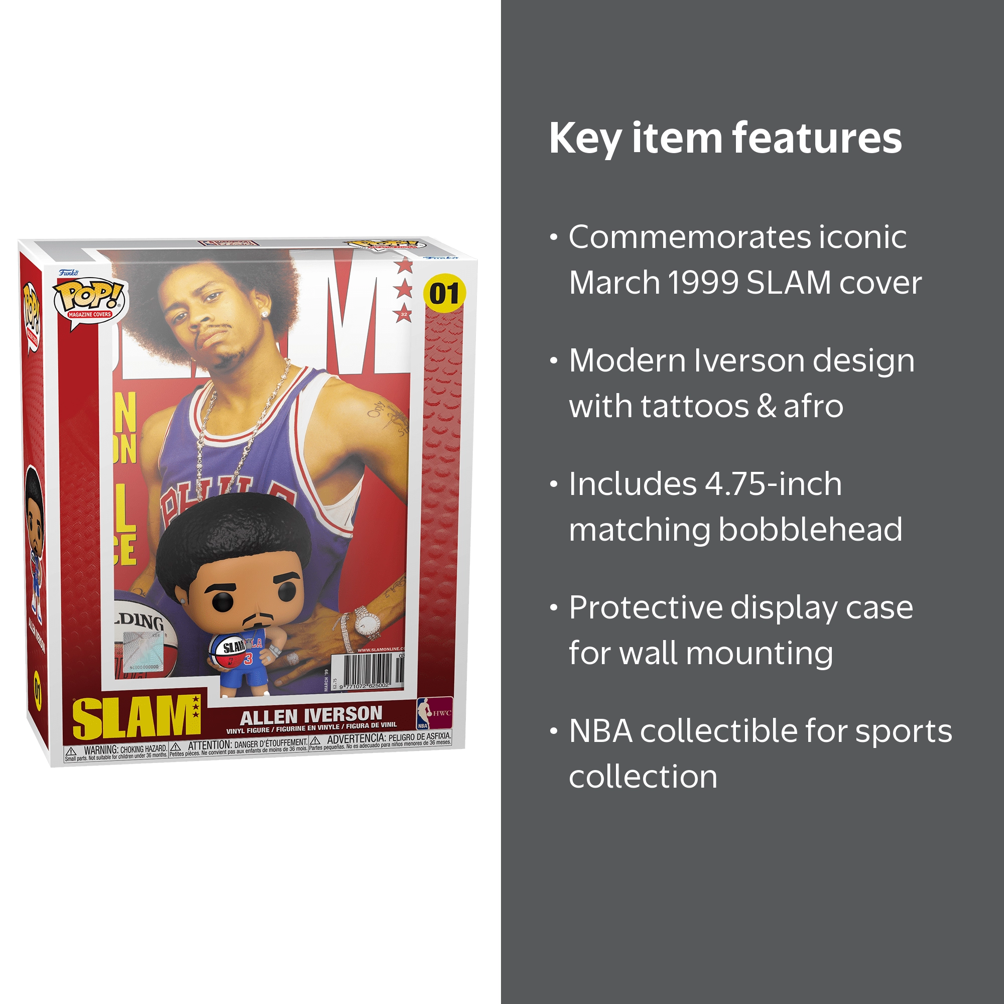 Funko, Funko Pop! NBA Cover SLAM Allen Iverson Vinyl Figure, 4.75