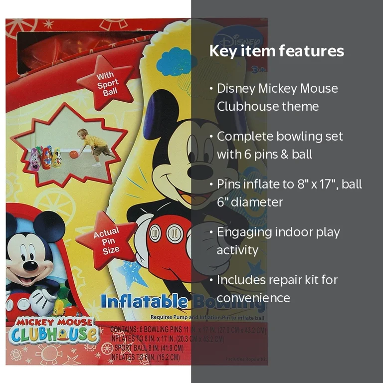 Disney Mickey Mouse Inflatable Bowling - With Sport Ball - Walmart.com