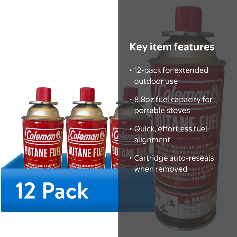 Coleman 8.8 oz Butane Canister, 12pk, for Portable Appliances