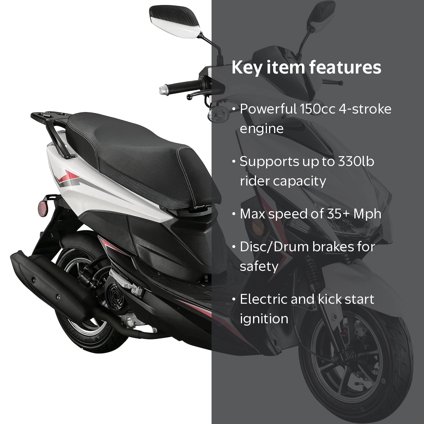 HHH X18 150cc Scooter Street Motorcycle Gas Moped 150cc Adult Bike