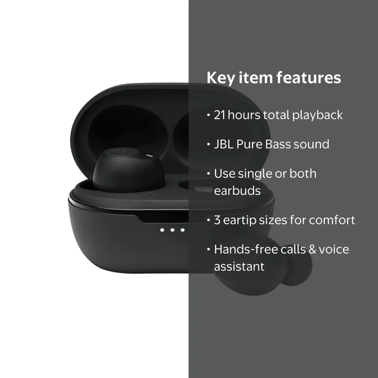 JBL Tune 115 TWS Bluetooth Earphones - True Wireless Earbuds with