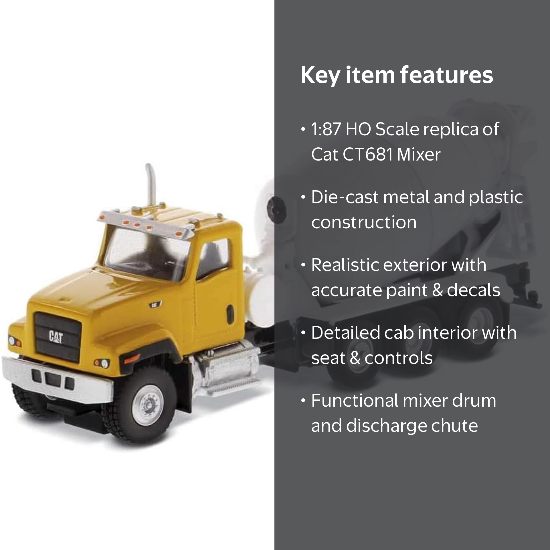 Diecast Masters 1:87 Caterpillar CT681 Concrete Mixer HO Scale