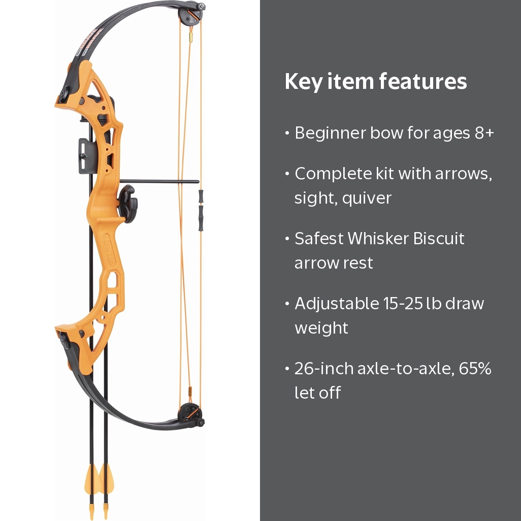Bear, Brave Youth Bow Set, for Ages 8+, 15-25 lbs, Orange