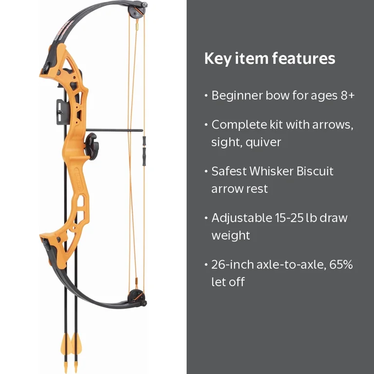 Bear Archery Brave Youth Bow for Ages 8+, 15-25 lbs, Orange