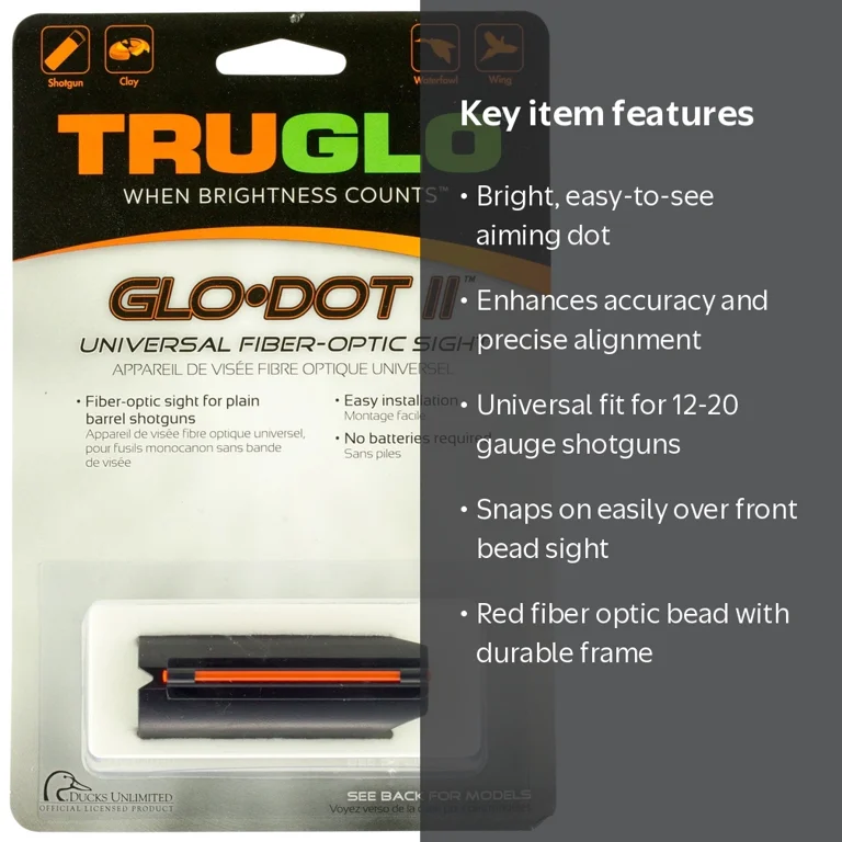 TRUGLO GLO-DOT II UNIVERSAL 12-20 GAUGE FIBER OPTIC RED BLACK