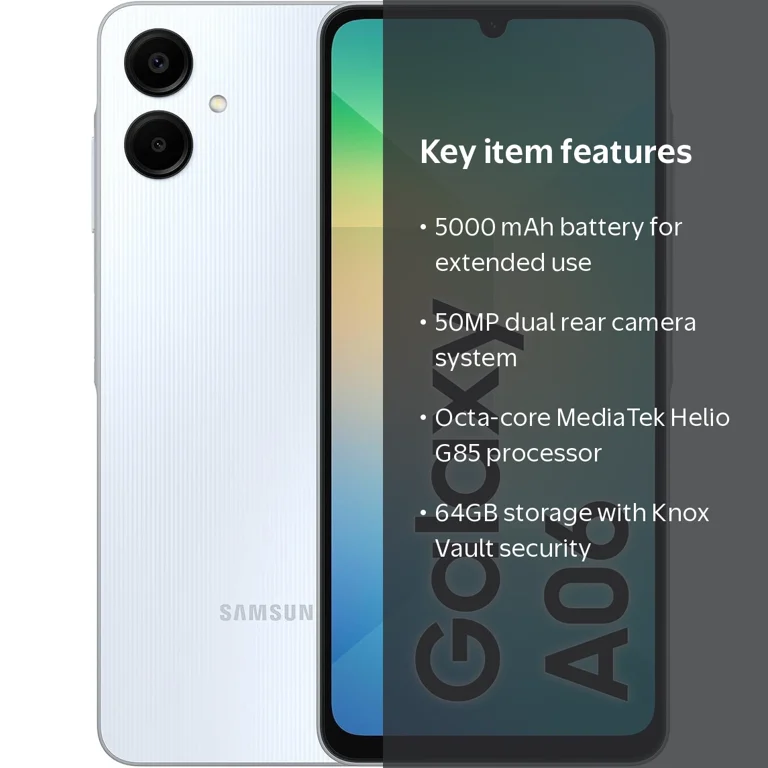 Samsung, Galaxy A06 4G LTE Smartphone, 64GB + 4GB, 6.7 inch Blue