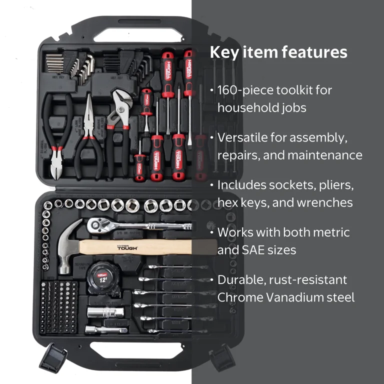 Hyper Tough 160 Piece Home Tool Set with Molded Case - Walmart.com