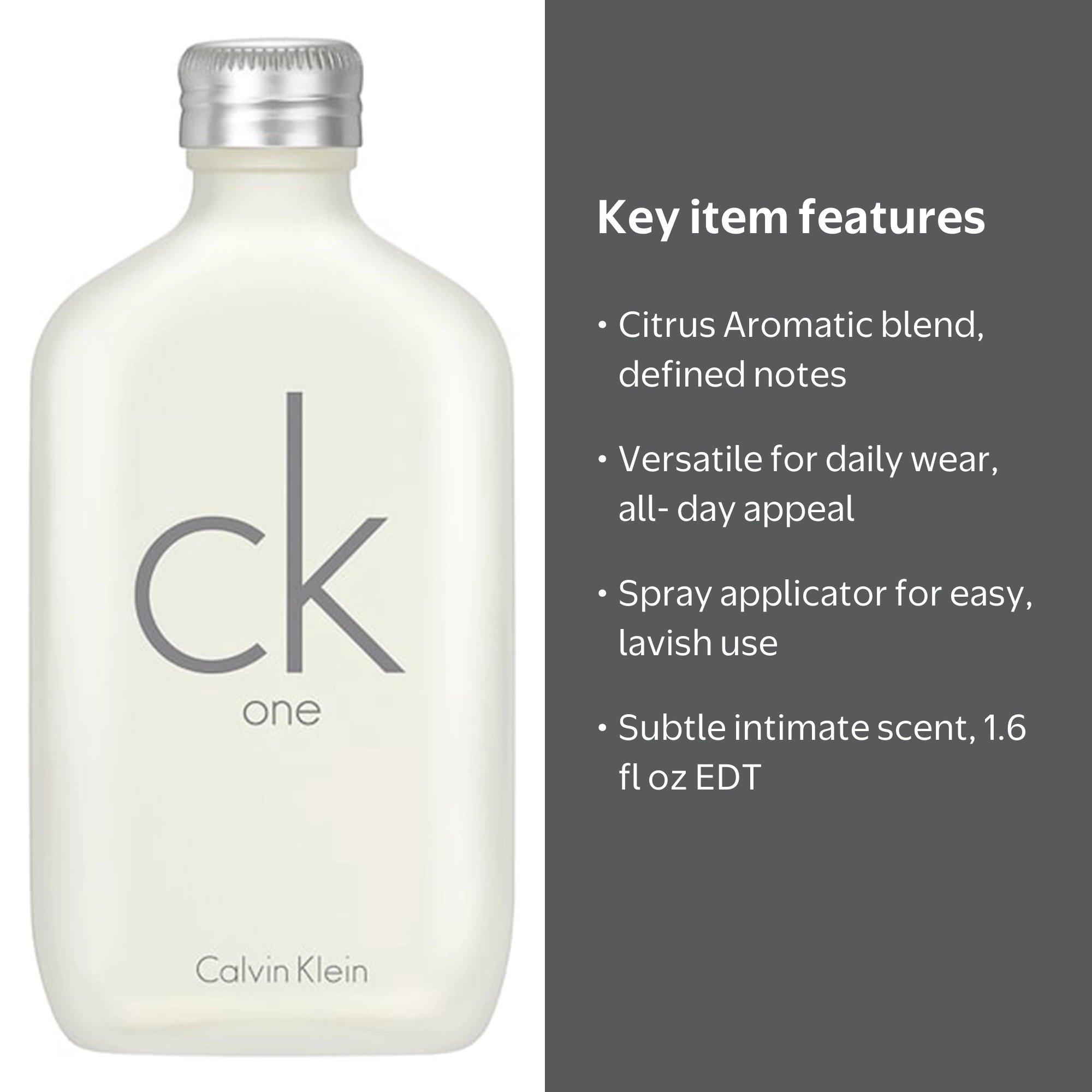 Calvin Klein CK One Eau de Toilette, Unisex Perfume, 1.6 fl oz