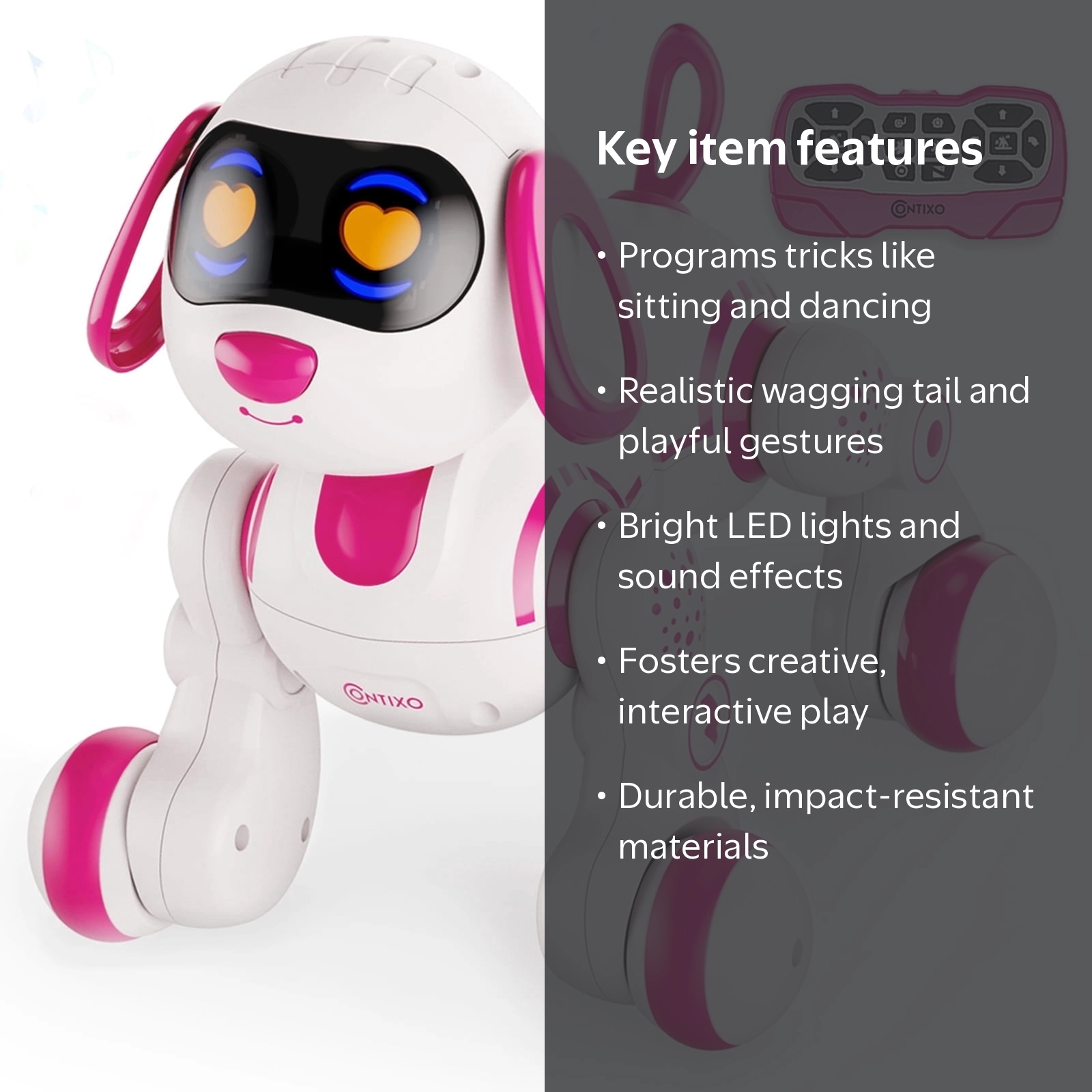 Contixo, Electronic Robot Dog, Pink, Interactive Smart Puppy