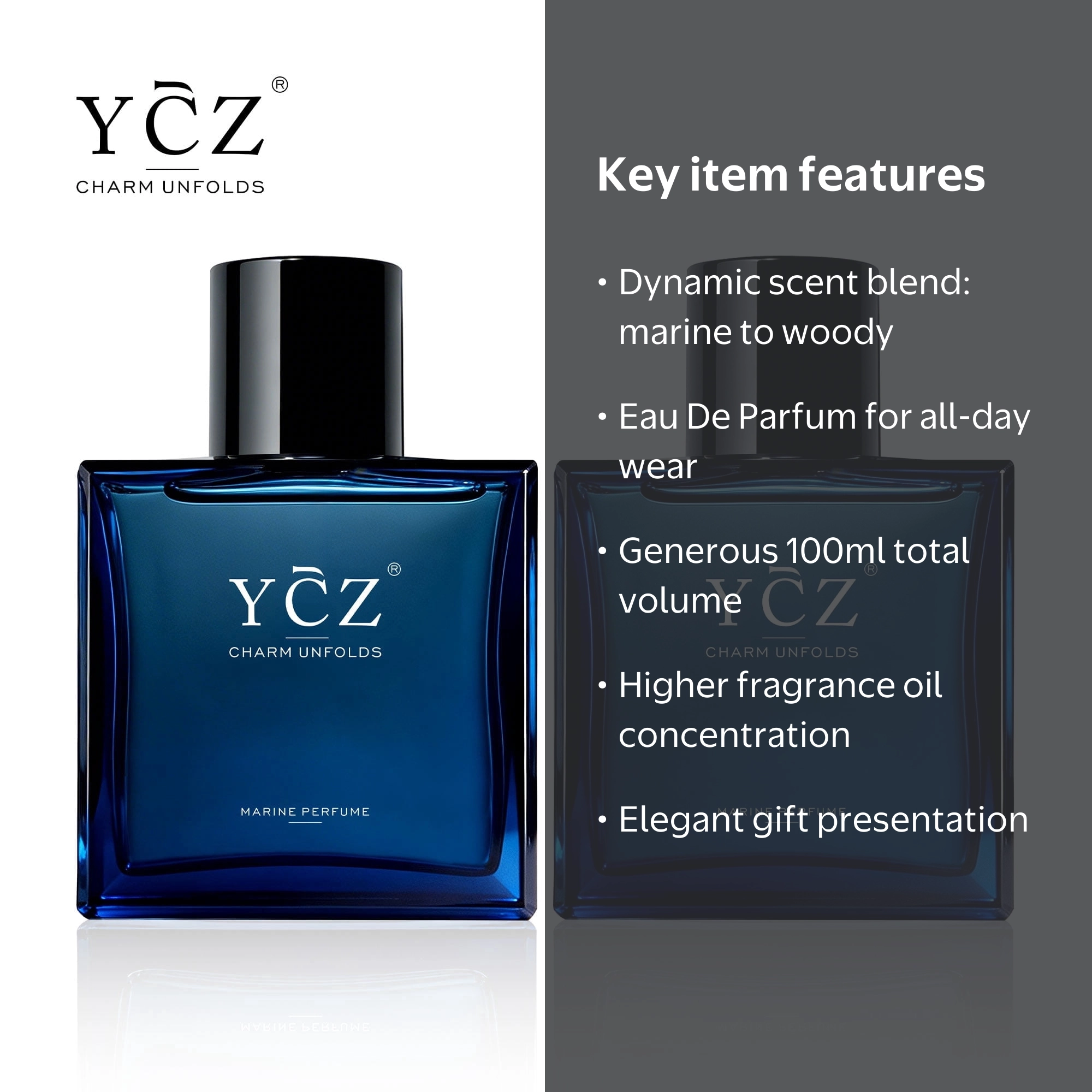 Ycz, Men's Cologne, Marine & Oriental Woody Fragrance 2-pack, 3.4