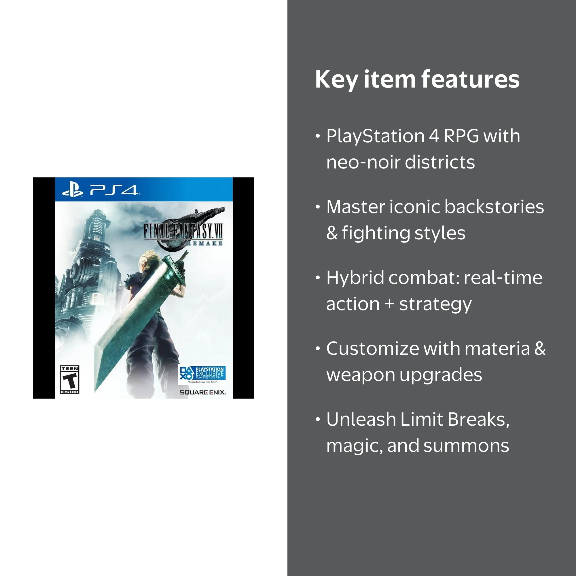 Final Fantasy VII Remastered, Square Enix, PlayStation 4 - Walmart.com