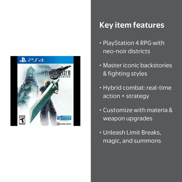 Final Fantasy VII Remastered, Square Enix, PlayStation 4 - Walmart.com