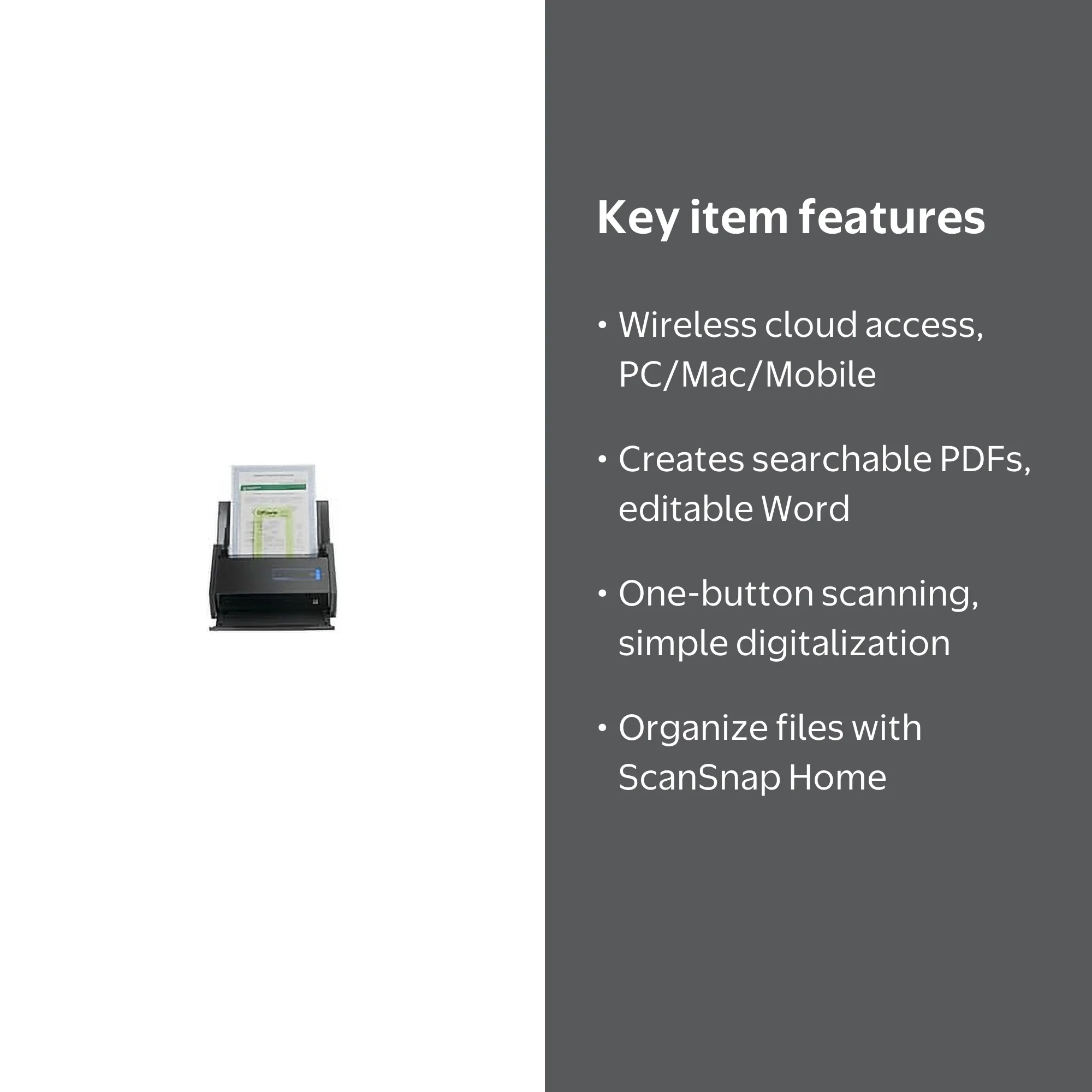 Fujitsu, ScanSnap iX500, Wireless, Duplex Color Scanner - Walmart.com