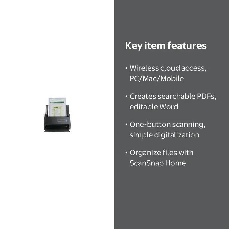 Fujitsu, ScanSnap iX500, Color Duplex Desk Scanner, Wireless, 25