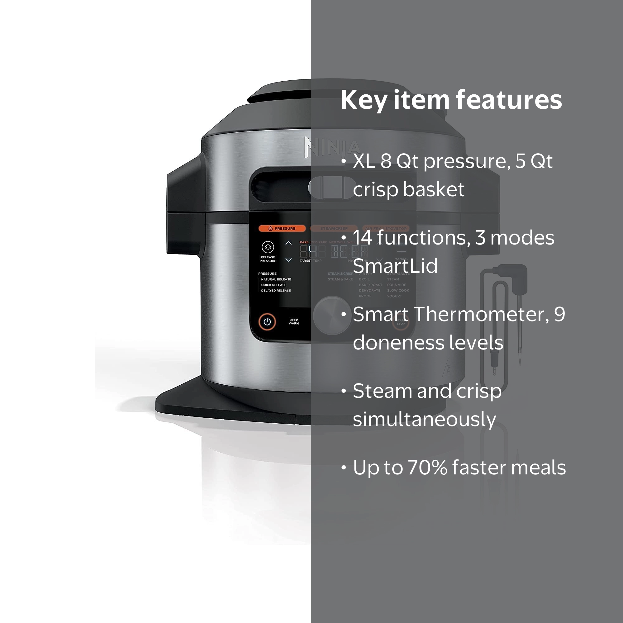 Ninja Foodi 14-in-1 SMART XL 8 Qt. Pressure Cooker, Steam Fryer