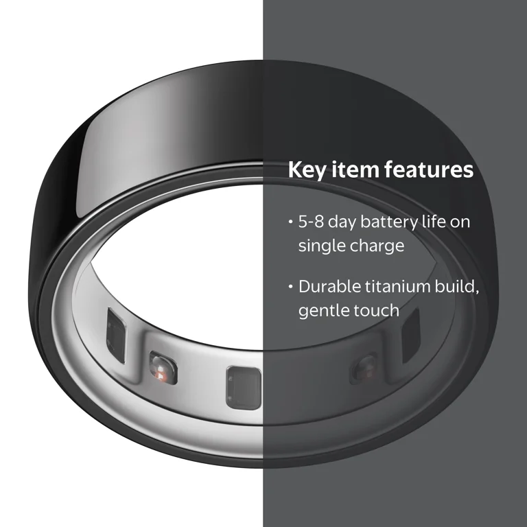 Oura Ring 4, Black, Size 4, Smart Wearable, Sleep, Fitness & Heart