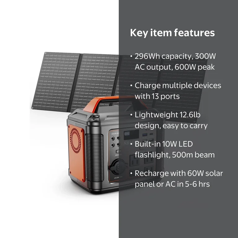 300W Portable Power Station 296Wh 80000mAh Lithium Battery Outdoor