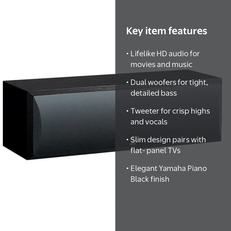 Yamaha, Center Channel Speaker, NS-C210, Black, Slim Design