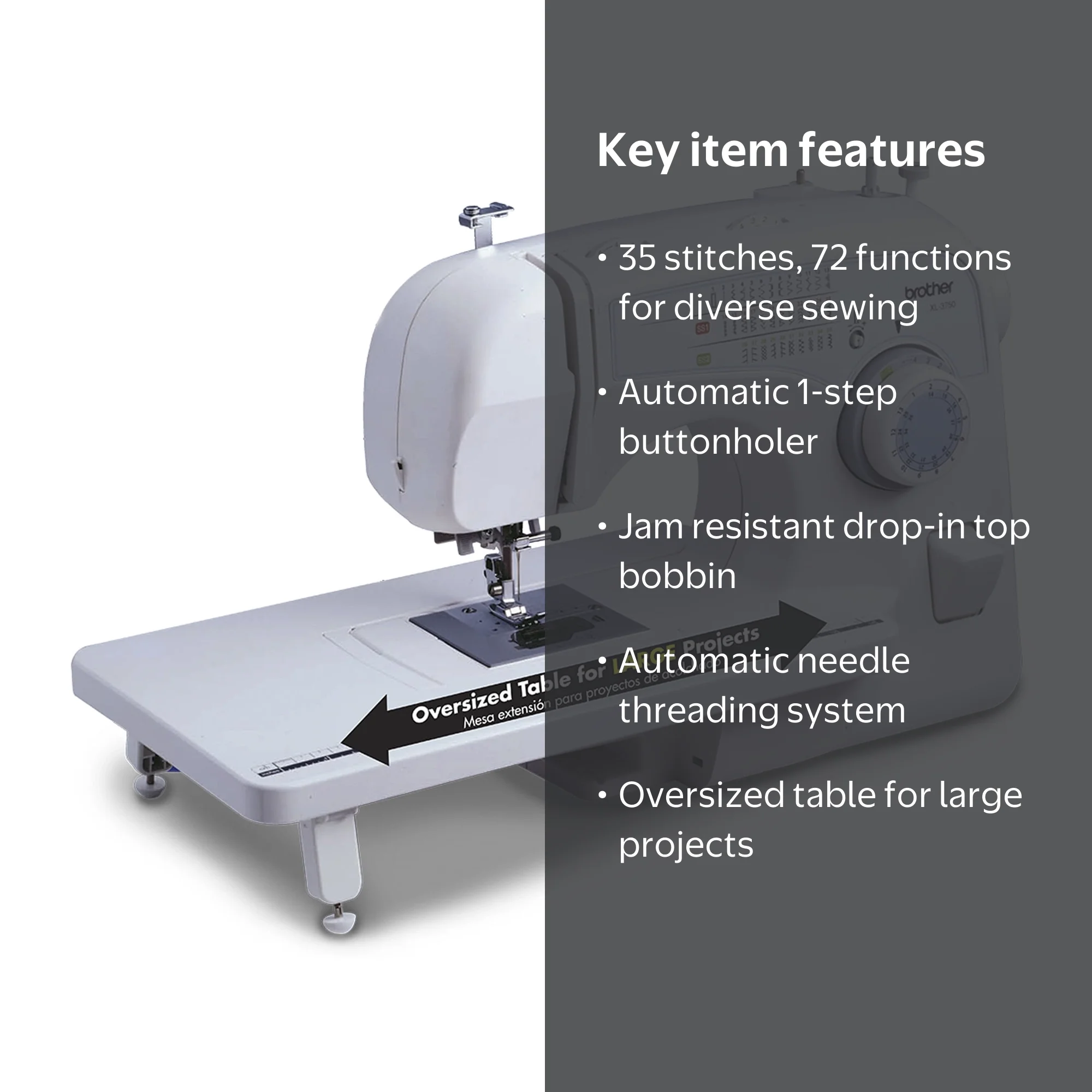 Brother Free Arm Sewing Machine XL-3750, 1.0 CT - Walmart.com