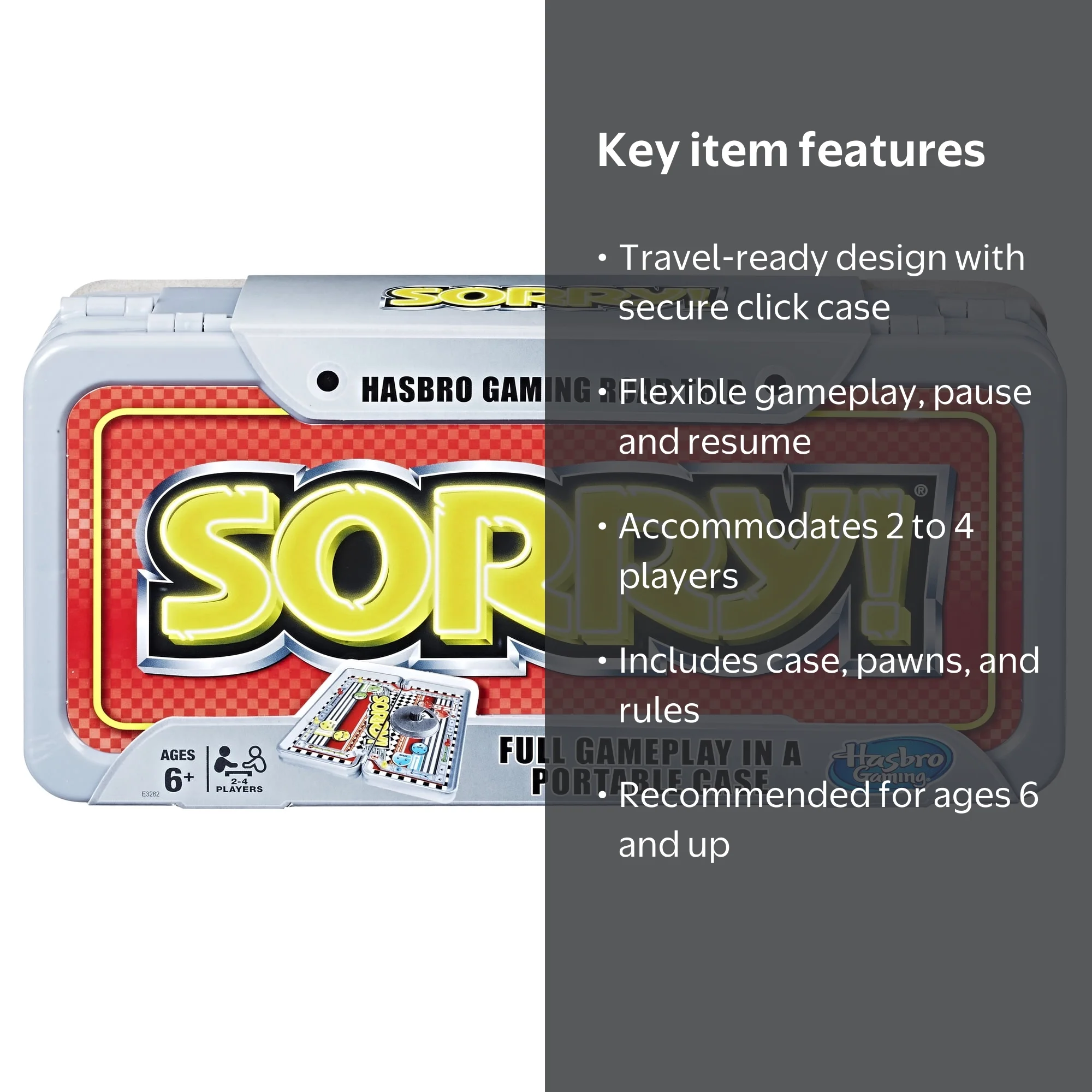 Sorry!, Road Trip Series, Portable Game Case, Ages 6 and up