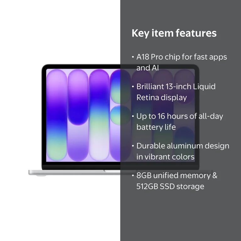 Apple MacBook Neo 13-inch Apple A18 Pro chip with 6‑core CPU and 5