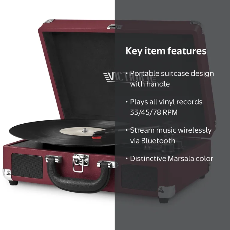 Victrola Journey Bluetooth Suitcase Record Player with 3-Speed