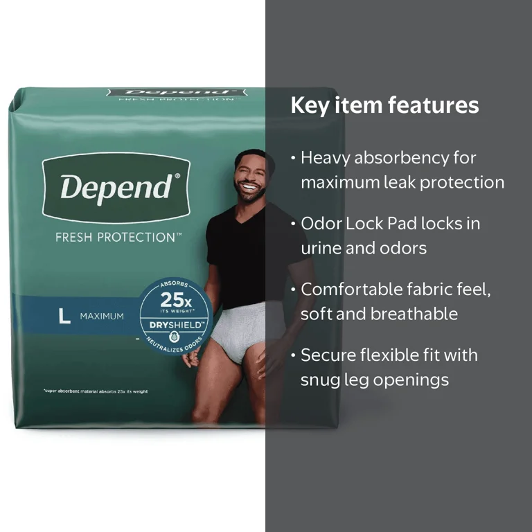 Depend, Underwear for Men, Large, 17 Count Heavy Absorbency