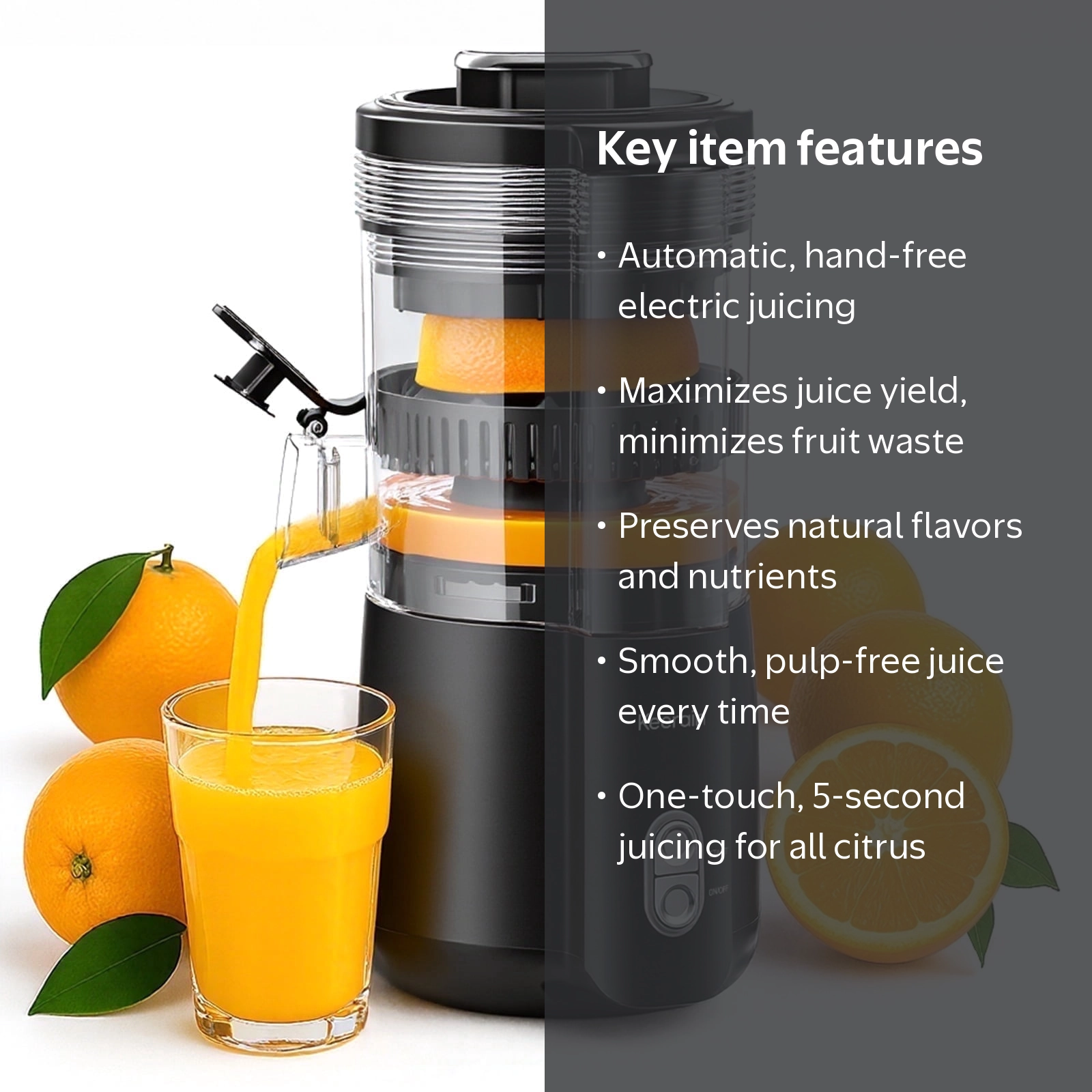 Keerain Electric Orange Juicer Hand-Free Automatic Citrus Squeezer