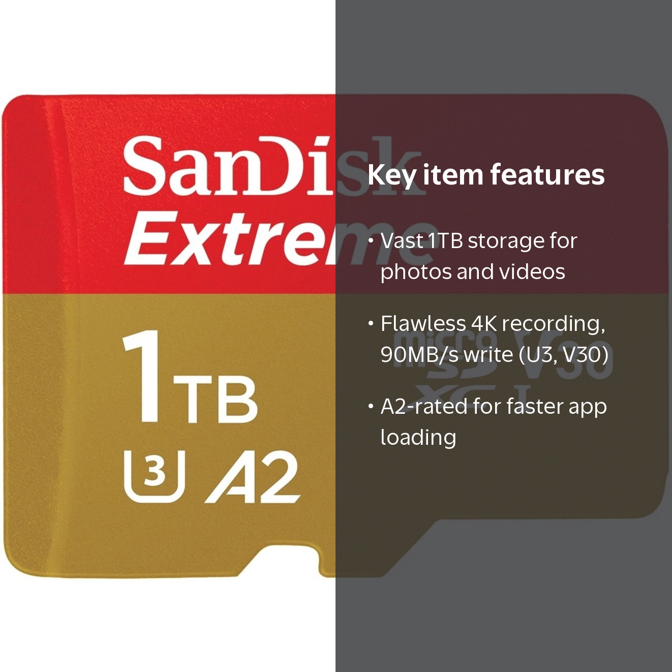 SanDisk, microSDXC Card, 1 TB UHS-I U3 Class 10, for 4K UHD Video