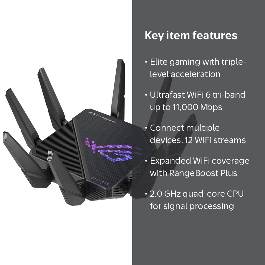 ASUS, Gaming Router, ROG Rapture GT-AX11000 Pro, Tri-Band WiFi 6