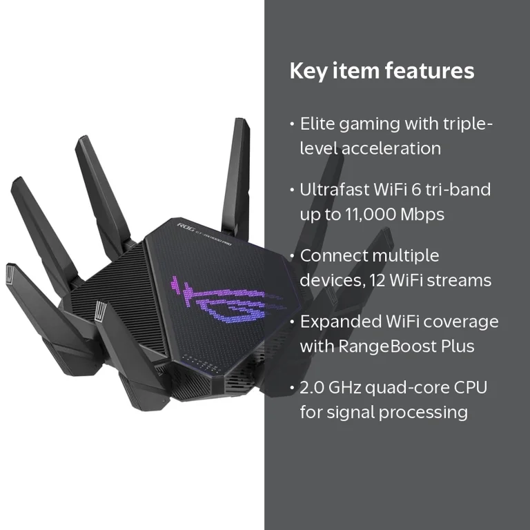 ASUS, Gaming Router, ROG Rapture GT-AX11000 Pro, Tri-Band WiFi 6