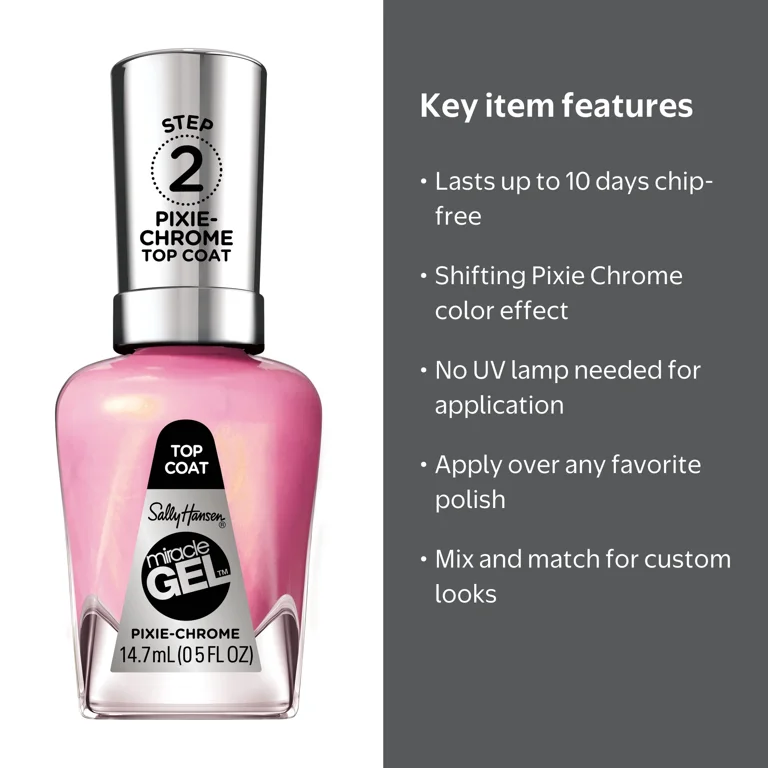 PR Sally Hansen Miracle Gel Top Coat Nail Polish, Pixie Chrome