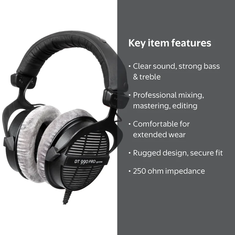 beyerdynamic, DT 990 Pro, 250 ohm, Over-Ear Studio Headphones